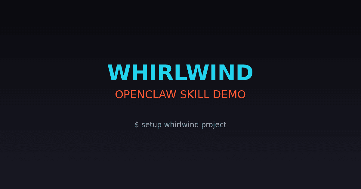 Terminal showing OpenClaw walking through Whirlwind setup